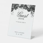 Klassisches Gothic White Wedding Gästebuch Sockelschild (Vorderseite)