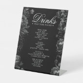 Klassisches Gotisches Black Wedding Drinks Menü Sockelschild (Vorderseite)