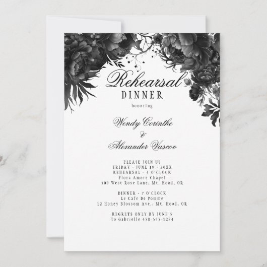 Klassisches Gotisches Probe Dinner Einladung (Vorderseite)