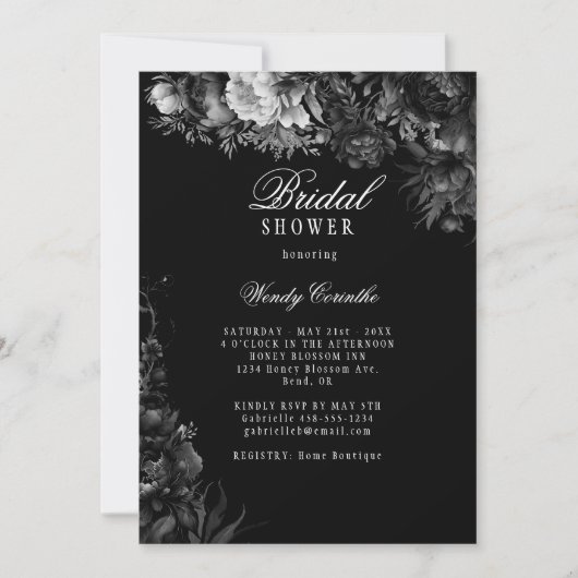 Klassisches Gotisches Schwarzes Brautparty Einladung (Vorderseite)