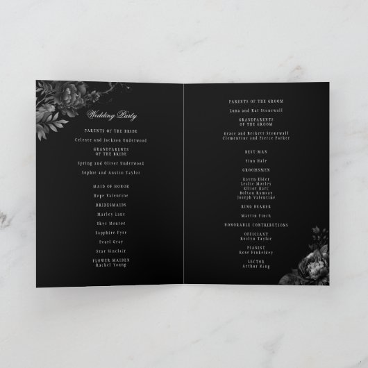 Klassisches gotisches Schwarzes Hochzeitsprogramm Programm (Innenseite)