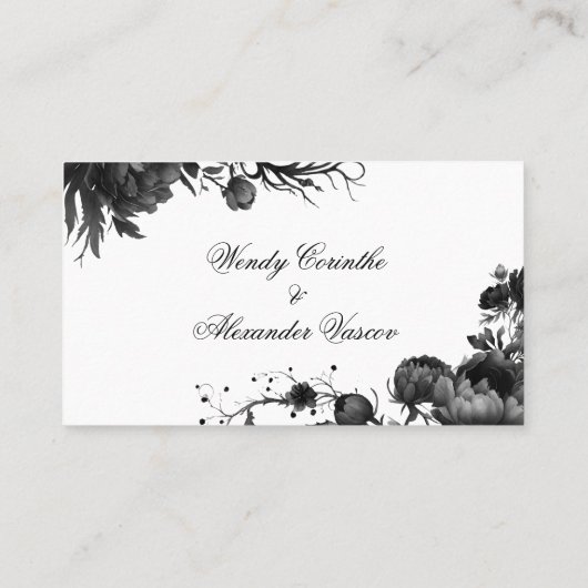 Klassisches Gotisches Weißes Hochzeitmenü Platzkarte (Rückseite)