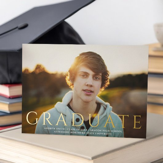 Klassisches Graduate Foto | ABSCHLUSS REAL Folieneinladung