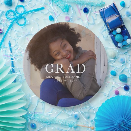 Klassisches Graduate Foto und Name Pappteller (Party)