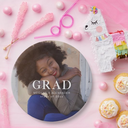 Klassisches Graduate Foto und Name Pappteller (Party)