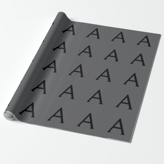 Klassisches Grau Einfaches Monogramm Name Initiale Geschenkpapier (Ungerollt)