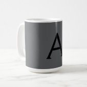 Klassisches Grau Einfaches Monogramm Name Initiale Kaffeetasse (Vorderseite Links)