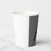 Klassisches Grau Einfaches Monogramm Name Initiale Pappbecher (Rechts)