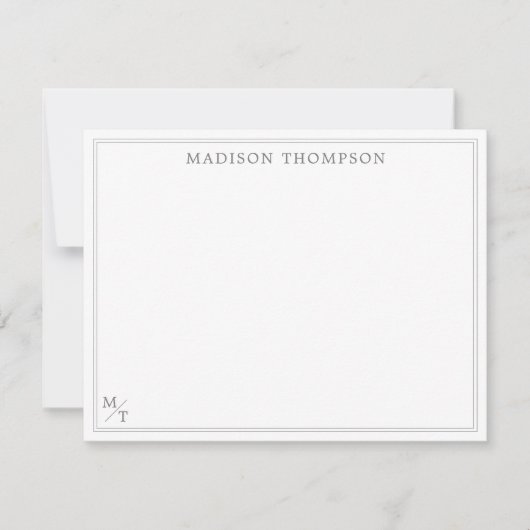 Klassisches Grau mit Monogram-Note-Karte Mitteilungskarte (Vorderseite)