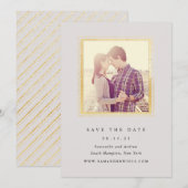 Klassisches Grau- und Goldrahmen-Foto Save the Dat Date (Vorne/Hinten)
