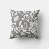 Klassisches Grau und Weiße Blume Kissen (Rückseite)