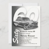 Klassisches graues Auto wird 60 Einladung (Vorderseite)