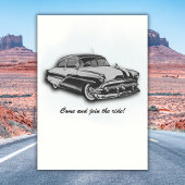 Klassisches graues Auto wird 60 Einladung
