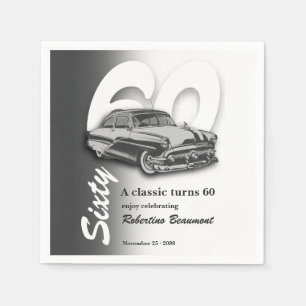 Klassisches graues Auto wird 60 Jahre alt Serviette