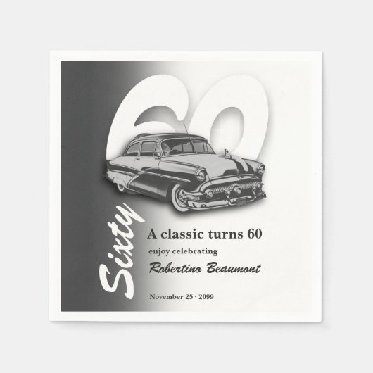 Klassisches graues Auto wird 60 Jahre alt Serviette (Vorderseite)