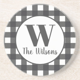 Klassisches graues Buffalo-Kariertes Monogramm Getränkeuntersetzer