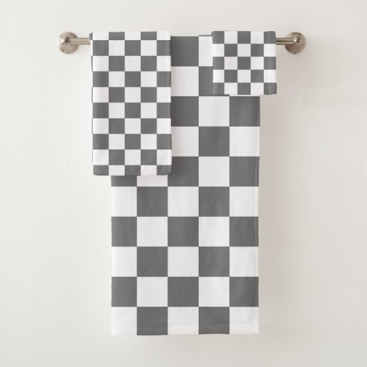 Klassisches graues Schachbrettmuster Badhandtuch Set (Insitu)