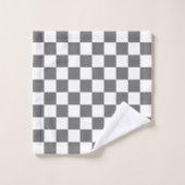 Klassisches graues Schachbrettmuster Badhandtuch Set (Waschlappen)