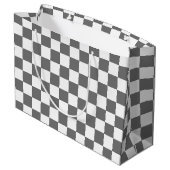 Klassisches graues Schachbrettmuster Große Geschenktüte (Rückseite Schrägansicht)