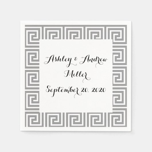 Klassisches Graues und Weißgriechisches Schlüsselm Serviette (Vorderseite)
