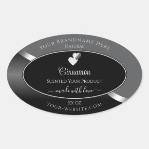 Klassisches Gray Black Wavy Silver Hearlabel Ovaler Aufkleber
