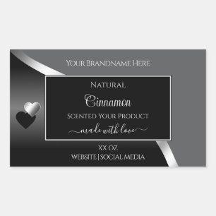 Klassisches Gray Black Wavy Silver Hearlabel Rechteckiger Aufkleber