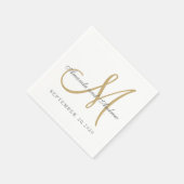 Klassisches Gray White Gold Monogram Elegant Weddi Serviette (Ecke)