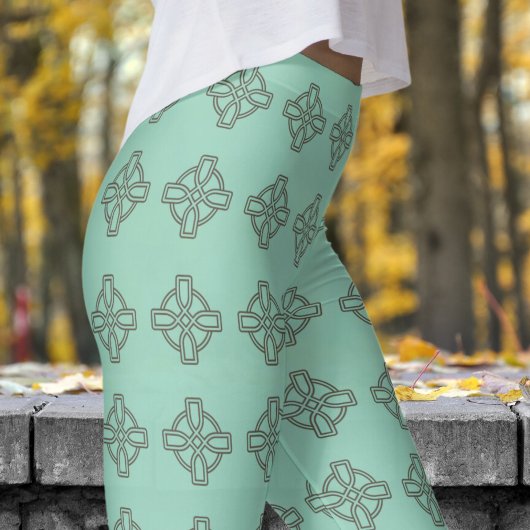 Klassisches Green Blue Aquamarin Tribal Cross Must Leggings