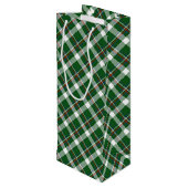 Klassisches Green Blue White Kariertes Muster Geschenktüte Für Weinflaschen (Rückseite Schrägansicht)