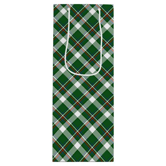 Klassisches Green Blue White Kariertes Muster Geschenktüte Für Weinflaschen (Vorderseite)