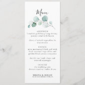 Klassisches "Green Eucalyptus Calligraphy Wedding  Menükarte (Vorderseite)