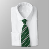 Klassisches Green Gray School Stripes Muster Krawatte (Gebunden)