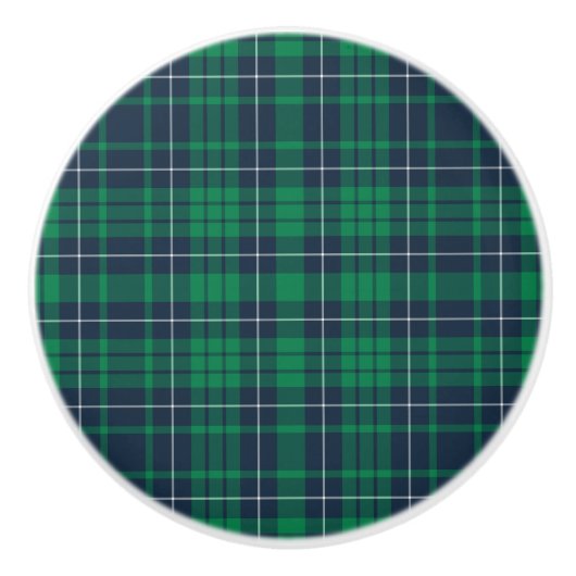 Klassisches Green Kariert Tartan Muster Keramikknauf (Vorderseite)