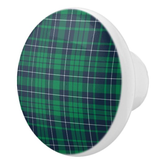 Klassisches Green Kariert Tartan Muster Keramikknauf (Rechts)