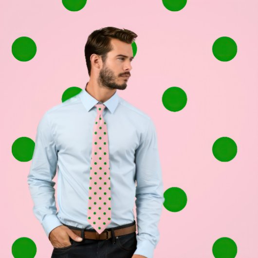 Klassisches Green Polka Dot Pattern auf rosa Krawa Krawatte