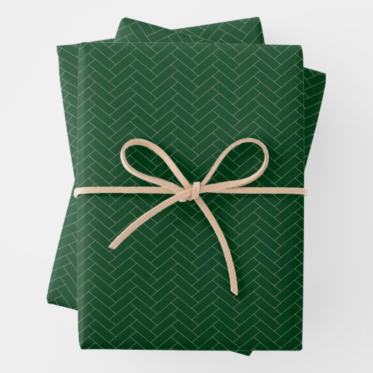 Klassisches Green Yellow Herringbone-Muster Geschenkpapier Set (Beispiel)