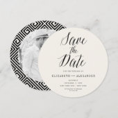 Klassisches griechisches Save the Date-Script-Foto Date (Vorne/Hinten)