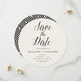 Klassisches griechisches Save the Date-Script-Foto Date