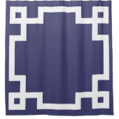 Klassisches griechisches Schlüsselgrenzenblau weiß Duschvorhang (Vorderseite)