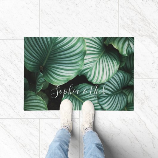 Klassisches, großes Leaf-Design, Ihr Name oder Tex Fußmatte (Indoor)