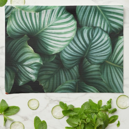 Klassisches, großes Leaf-Design, Ihr Name oder Tex Geschirrtuch (Gefaltet)