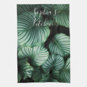 Klassisches, großes Leaf-Design, Ihr Name oder Tex Geschirrtuch (Vertikal)