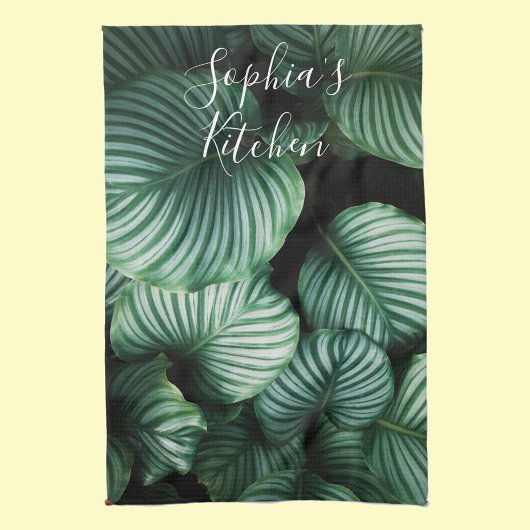 Klassisches, großes Leaf-Design, Ihr Name oder Tex Geschirrtuch