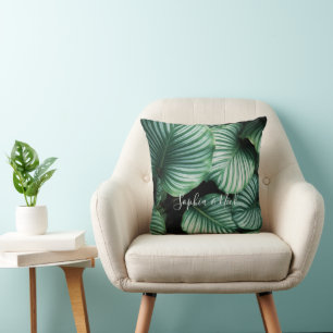 Klassisches, großes Leaf-Design, Ihr Name oder Tex Kissen