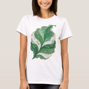 Klassisches Grün GRÜNES BLATT MIT STERNEN UND GLIT T-Shirt