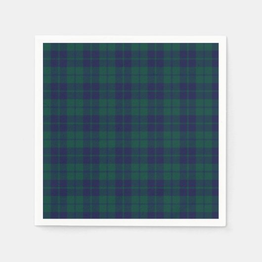 Klassisches Grün-Navy-Tartan-Karomuster Serviette (Vorderseite)