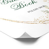 Klassisches Grün und Gold Gästebuch-Schild Poster (Ecke)