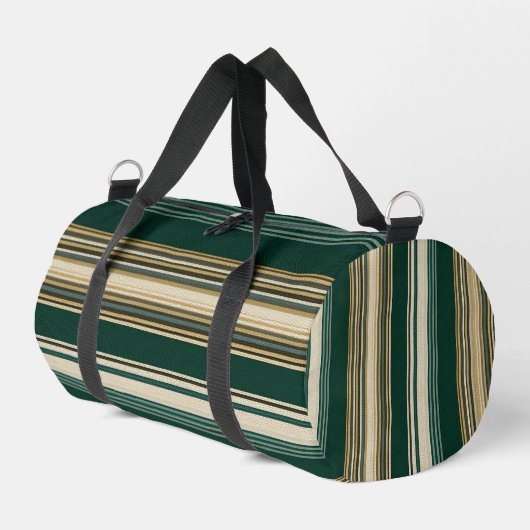 Klassisches grün-weiß gestreiftes Muster Duffle Bag (Linke Seite)
