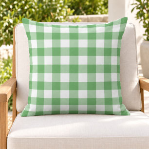 Klassisches Grün-Weiß-Gingham-Karo-Kontrollmuster Kissen