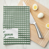 Klassisches Grün-Weiß-Gingham | Personalisierter N Geschirrtuch (Viertel Falte)